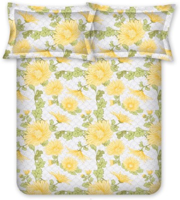 Bombay Dyeing 120 TC Cotton Double Floral Flat Bedsheet(Pack of 1, Yellow)