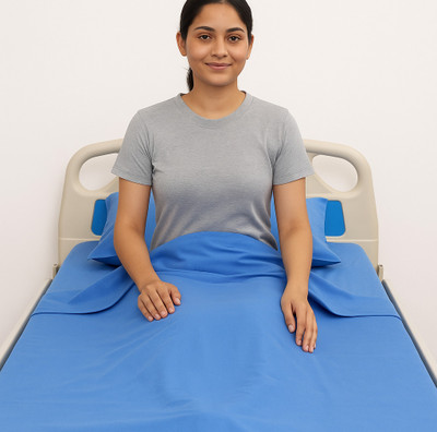 Medtech Uniform Cotton Single Flat 120 TC Solid Bedsheet(Pack of 1, Blue)