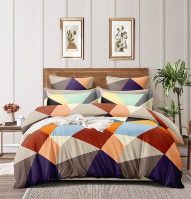 trendy hearts 200 TC Cotton Single Geometric Flat Bedsheet(Pack of 1, Multicolour3)