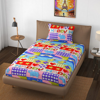 Apala 120 TC Microfiber Single Text Print Flat Bedsheet(Pack of 1, Multicolor)