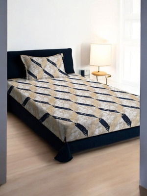 HOMYBEES Cotton Single Fitted (Elastic) 220 TC Abstract Bedsheet(Pack of 1, Multicolor1)
