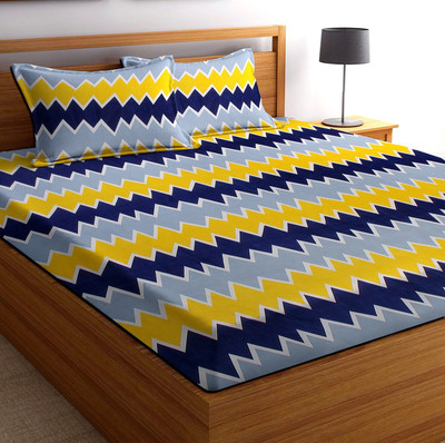VAS COLLECTIONS 144 TC Microfiber Single Abstract Flat Bedsheet(Pack of 1, Yellow)