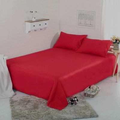 BEVI 300 TC Microfiber Single Solid Flat Bedsheet(Pack of 2, Maroon)