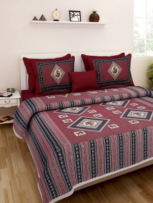 KRISMARTELITE 110 TC Cotton Double Printed Flat Bedsheet(Pack of 1, Maroon)