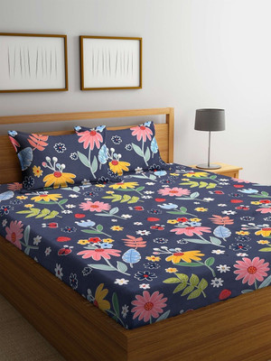 Cozyhaven Microfiber King Flat 230 TC Printed Bedsheet(Pack of 1, Multicolor)