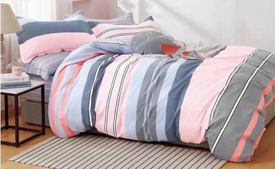 Blissful Creations Cotton Double Flat 250 TC Striped Bedsheet(Pack of 1, Multicolor)