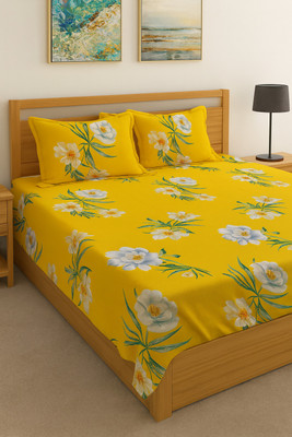 Amrange Cotton King Flat 210 TC 3D Printed Bedsheet(Pack of 1, Multicolor)