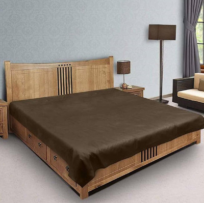 SHAVIN 210 TC Polyester Double Self Design Flat Bedsheet(Pack of 1, COFFEE)