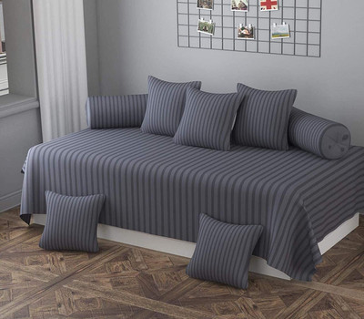 HOMYBEES Cotton Single Flat 210 TC Striped Bedsheet(Pack of 1, Dark Grey)