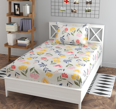 OLDENNA 220 TC Microfiber Single Printed Fitted (Elastic) Bedsheet(Pack of 1, MULTICOLOR -11)