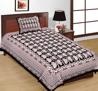 KAANY FAB Cotton Single Flat 104 TC Jaipuri Prints Bedsheet(Pack of 1, Multicolor-6)