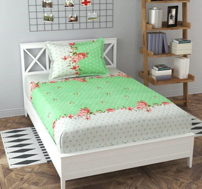 DECORHUT FAB 160 TC Microfiber Double Floral Fitted (Elastic) Bedsheet(Pack of 1, Multicolor)