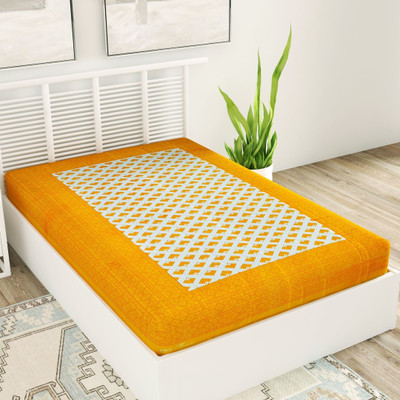 Unique Choice 220 TC Cotton Single Self Design Flat Bedsheet(Pack of 1, Yellow)