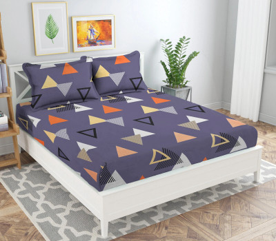 VAS COLLECTIONS Microfiber Double Flat 160 TC Printed Bedsheet(Pack of 1, BLUE & ORANGE)