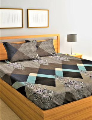KalaKariya Microfiber Double Fitted (Elastic) 220 TC Self Design Bedsheet(Pack of 1, Royal color)