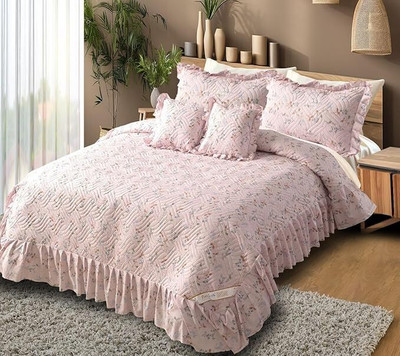 LavishFabrics Cotton Double Flat 550 TC Solid Bedsheet(Pack of 1, Pink)