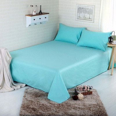 BEVI Microfiber Double Flat 300 TC Solid Bedsheet(Pack of 1, aqua)