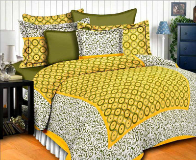ChoiceUnique 144 TC Cotton Double Printed Flat Bedsheet(Pack of 1, Multicolor)