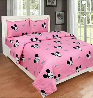 rivek Polycotton Double Flat 224 TC Cartoon Bedsheet(Pack of 1, Pink)