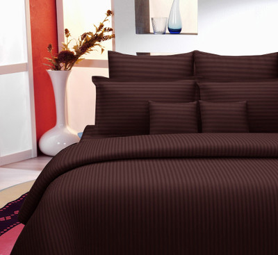 Rivek Décor Cotton Double Flat 240 TC Self Design Bedsheet(Pack of 1, Brown)