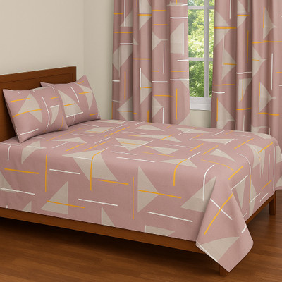 RRC 144 TC Microfiber Double Printed Flat Bedsheet(Pack of 1, Brown)