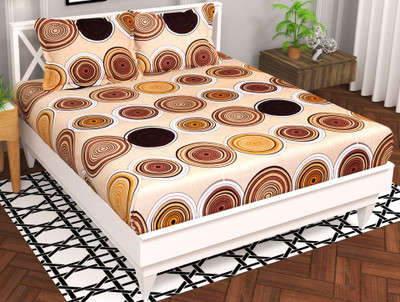 VAS COLLECTIONS Cotton Double Flat 160 TC Floral Bedsheet(Pack of 1, Coffey)