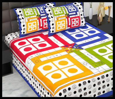 JAIPUR PRINTS Cotton Double Flat 160 TC Jaipuri Prints Bedsheet(Pack of 1, Blue)