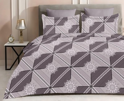Linemates 160 TC Polycotton Super King Floral Flat Bedsheet(Pack of 1, Glace Cotton Flat Super King Size Bedsheet (108x108 Inch)With 2 Pillow Cover)