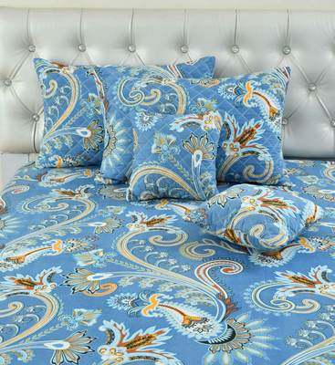 CLOVIS KRAFTS Cotton King Flat 240 TC Printed Bedsheet(Pack of 1, MULTIBLUE)