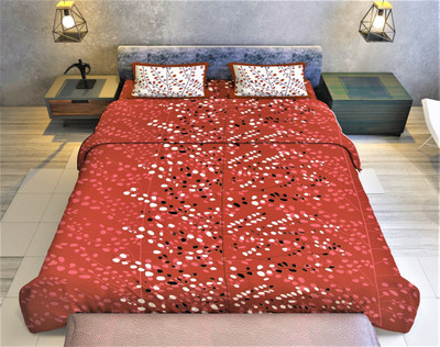 BharatLinen Cotton Double Flat 144 TC Printed Bedsheet(Pack of 1, Maroon)