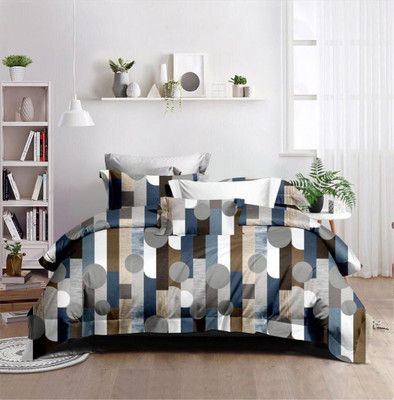 Riyans group Striped Double Comforter for  AC Room(Cotton, Grey)