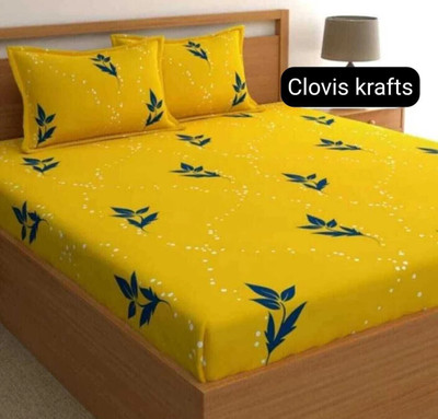 CLOVIS KRAFTS 240 TC Microfiber King Checkered Fitted (Elastic) Bedsheet(Pack of 1, Yellow)