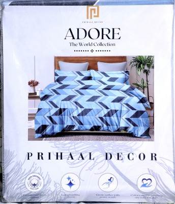 PRIHAAL DECOR 210 TC Cotton Super King Printed Flat Bedsheet(Pack of 1, Blue)