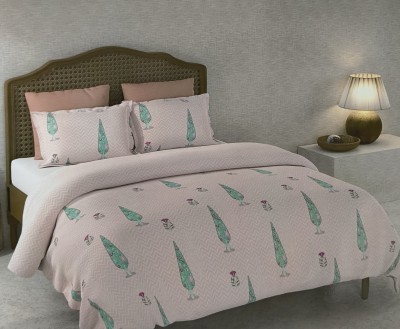 Raymond Home 144 TC Cotton King Floral Flat Bedsheet(Pack of 1, Salmon Pink)