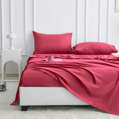 Pro Linen 400 TC Cotton Single Solid Flat Bedsheet(Pack of 1, Rio Red)