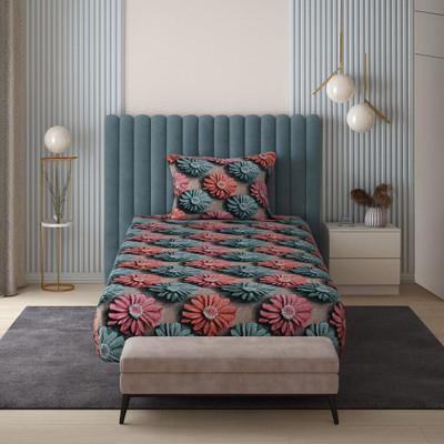 SCHp Cotton Single Flat 320 TC 3D Printed Bedsheet(Pack of 1, B_42)