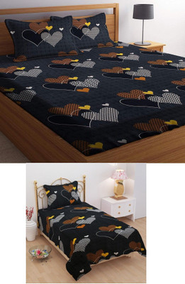 Makhija Cotton Double Flat 210 TC Printed Bedsheet(Pack of 2, Multicolor)