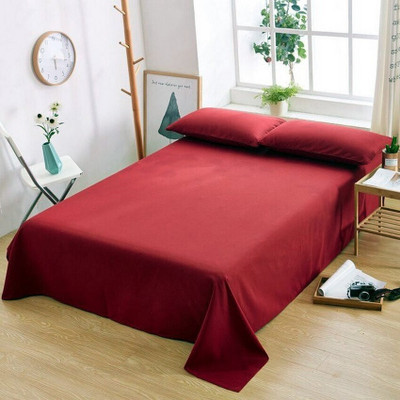 Optra 300 TC Microfiber Single Solid Flat Bedsheet(Pack of 1, Maroon)