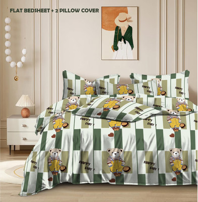 SMenterprisesme Cotton Double Flat 180 TC Printed Bedsheet(Pack of 1, Multicoplor Cotton Printed Bedsheet With 2 Pillow Cover-90X100 Inches)