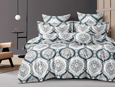 DECOR2ADMIRE Cotton Super King Flat 300 TC Printed Bedsheet(Pack of 1, Cream Heritage Bloom)