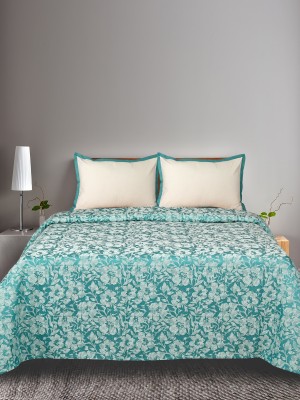 Saral Home 224 TC Cotton Double Abstract Flat Bedsheet(Pack of 1, Teal)