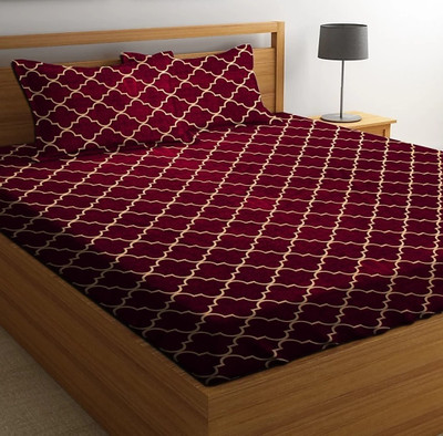 HSR Collection 160 TC Microfiber Double Abstract Flat Bedsheet(Pack of 1, Multicolor)