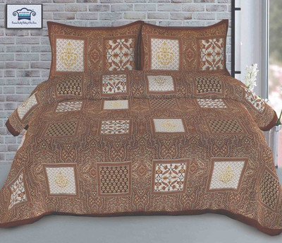ROOP JYOTI Cotton Double Flat 180 TC Printed Bedsheet(Pack of 1, Brown)