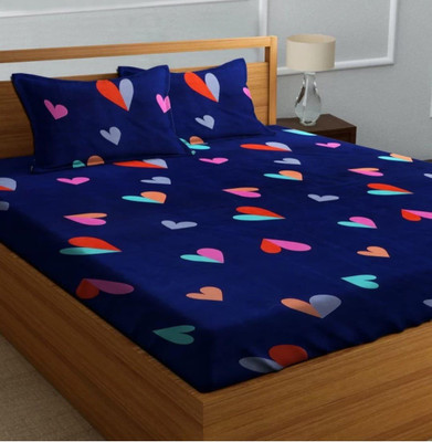Shree Kanha Trader 180 TC Polycotton Double 3D Printed Flat Bedsheet(Pack of 1, Green)