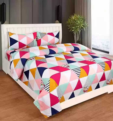 Aarchi Cotton Double Flat 180 TC Printed Bedsheet(Pack of 1, Multitangle, HX)