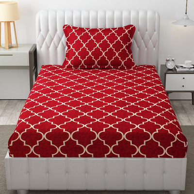 Freshfromloom 144 TC Microfiber Single Solid Flat Bedsheet(Pack of 1, Maroon Vector)