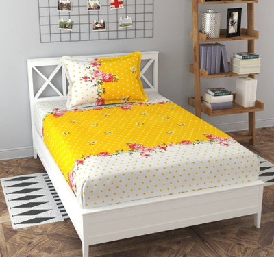 BLUEDOT 200 TC Microfiber Single Self Design Flat Bedsheet(Pack of 1, Multicolor)