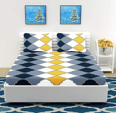 jyotaksh Cotton King Fitted (Elastic) 210 TC Printed Bedsheet(Pack of 1, Multicolor)