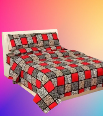 Deeksha Textiles 141 TC Cotton Double Geometric Flat Bedsheet(Pack of 1, Grey)