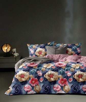 HARSH ENTERPRSIES Cotton Double, King Flat 240 TC Floral Bedsheet(Pack of 1, Blue)
